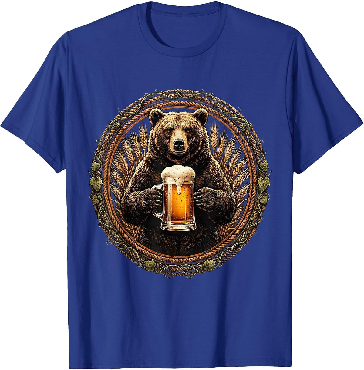 Men's Bear Holding Oversized Beer Stein Graphic T-Shirt - Royal Blue