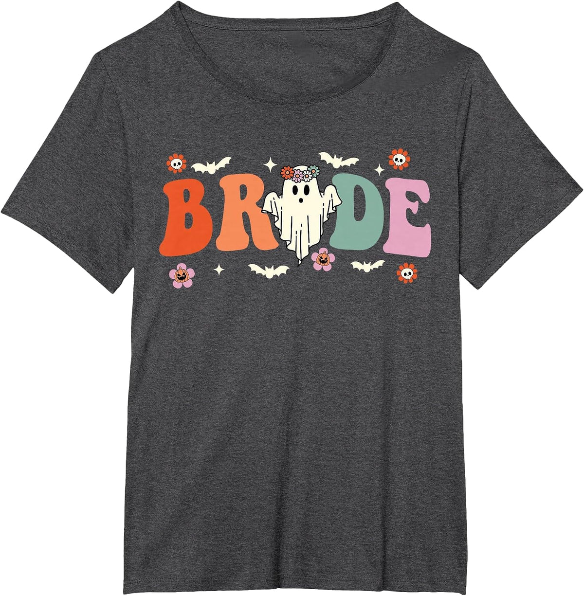 Bride Let's Go Ghouls Ghost Halloween Spooky Bachelorette T-Shirt - Dark Heather Grey