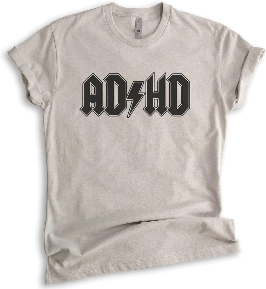EVERTREE CLOTHING ADHD Shirt, Unisex Women's Men's Shirt, College Shirt, Rock Shirt, Metal T-Shirt, Clever Pun Tee - Light