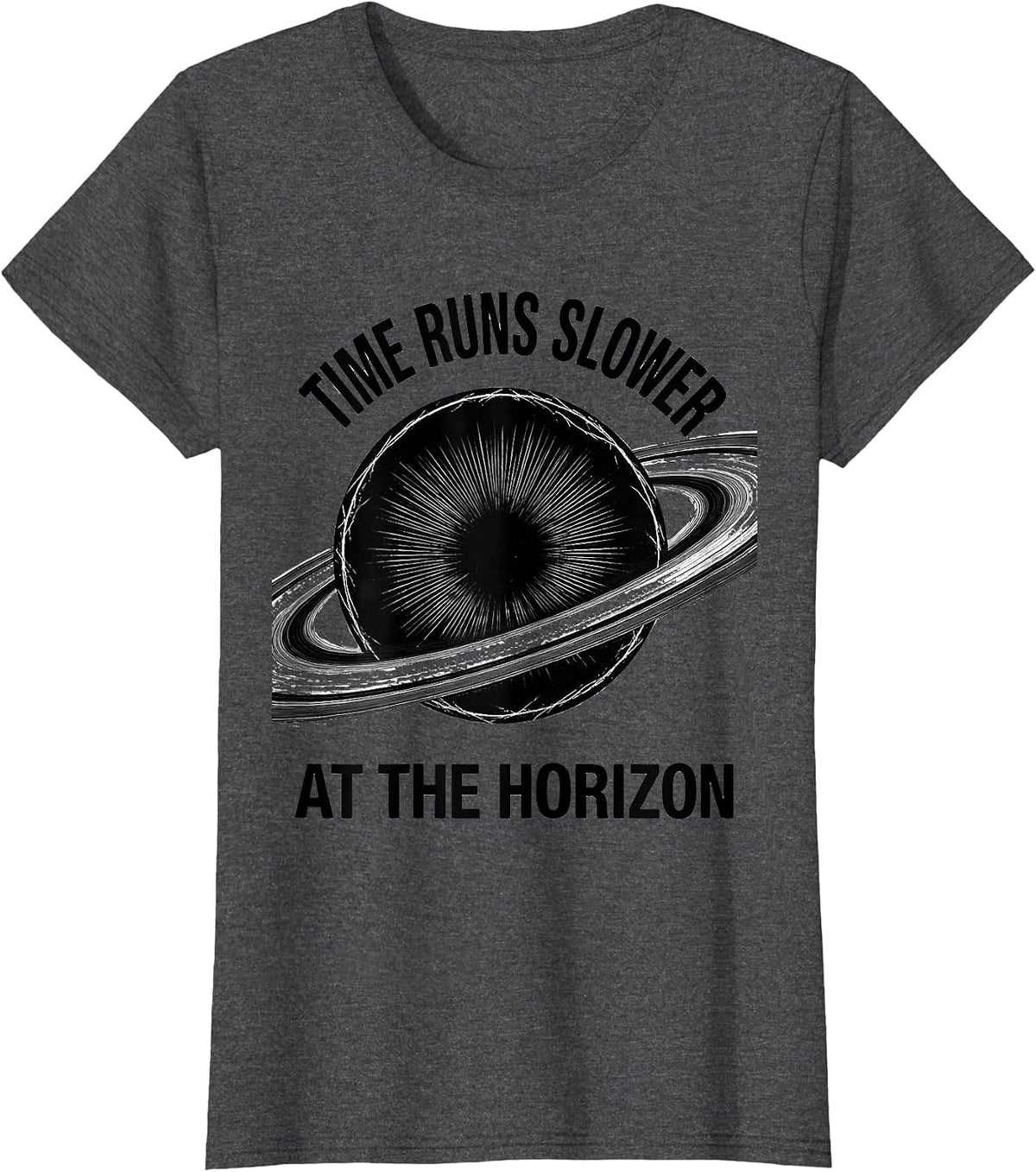 Women's Time Runs Slower At The Horizon Scratchboard Physics T-Shirt - Dark Heather Grey