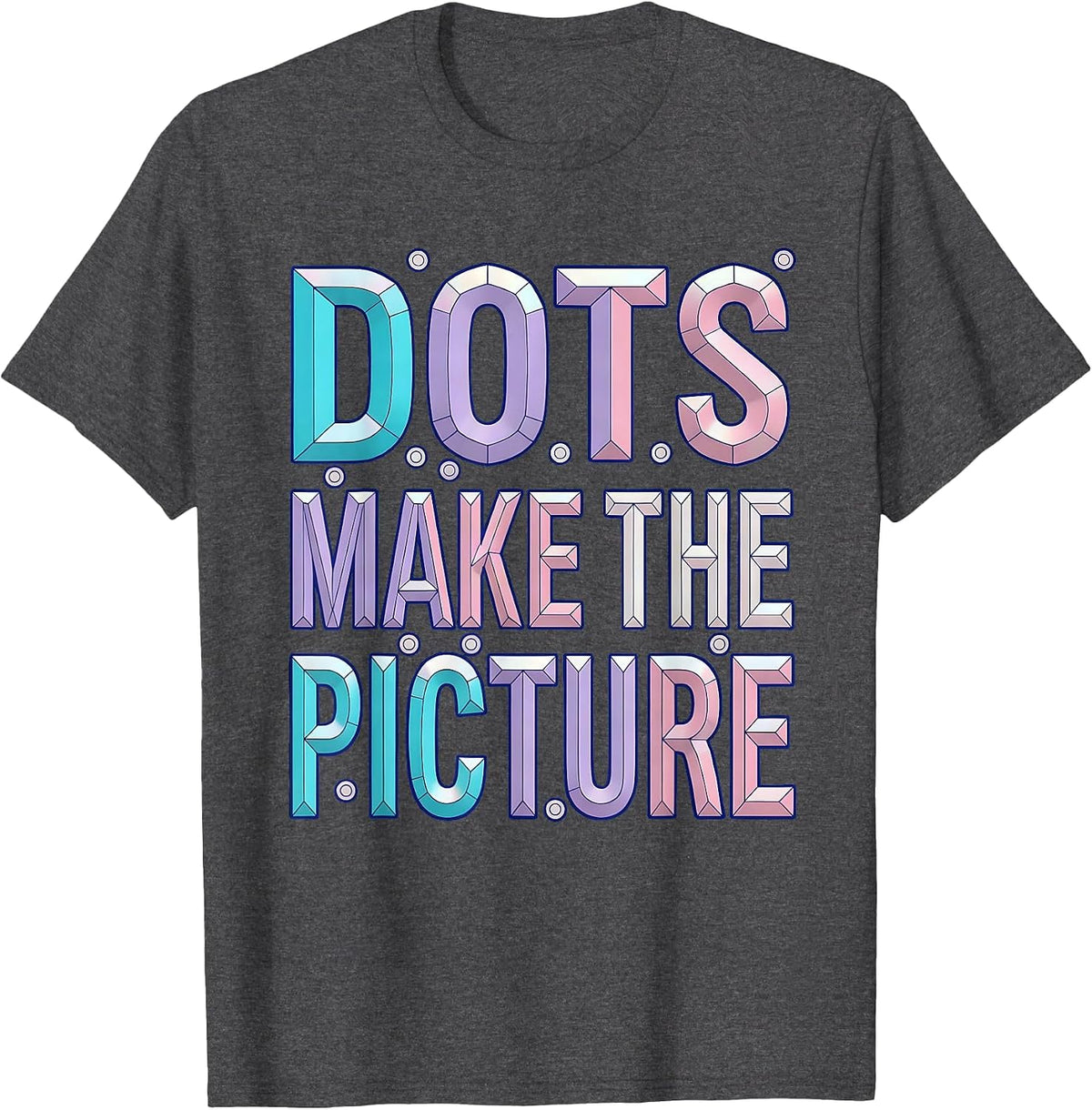 Dots Make The Picture Pointillism Art Design T-Shirt - Dark Heather Grey