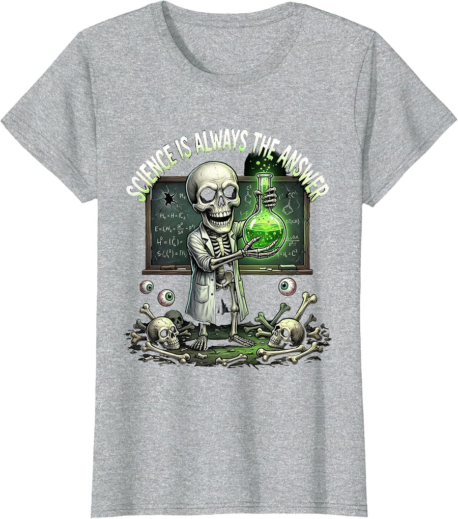 Science Is Always The Answer Teacher Design T-Shirt - Heather Grey