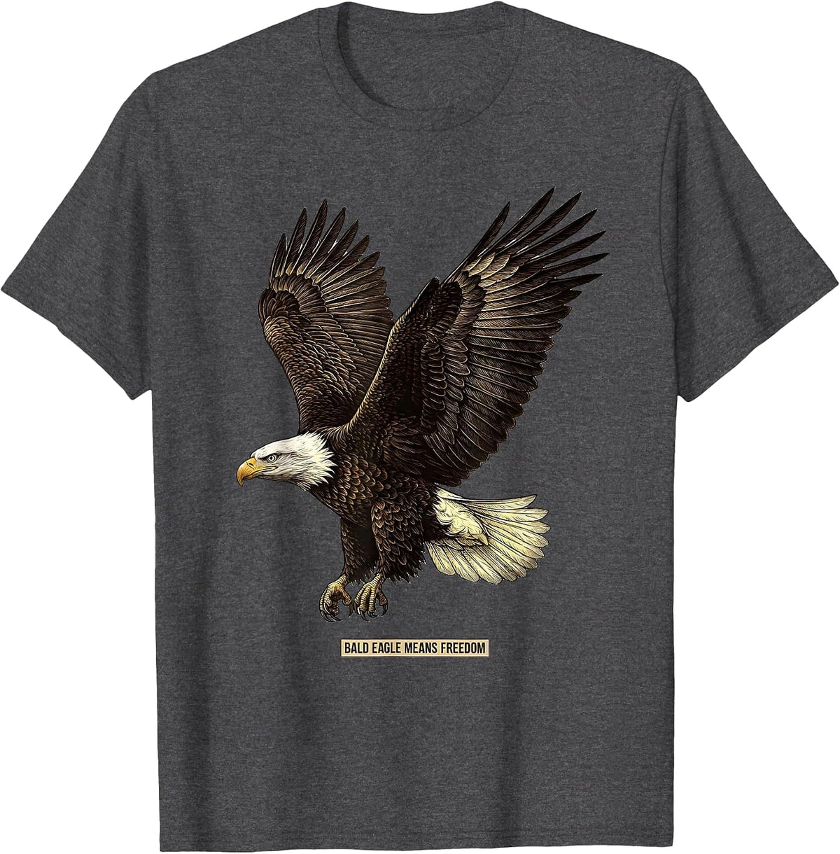 Men's Bald Eagle Means Freedom Patriotic Eagle Wildlife Bird T-Shirt - Dark Heather Grey