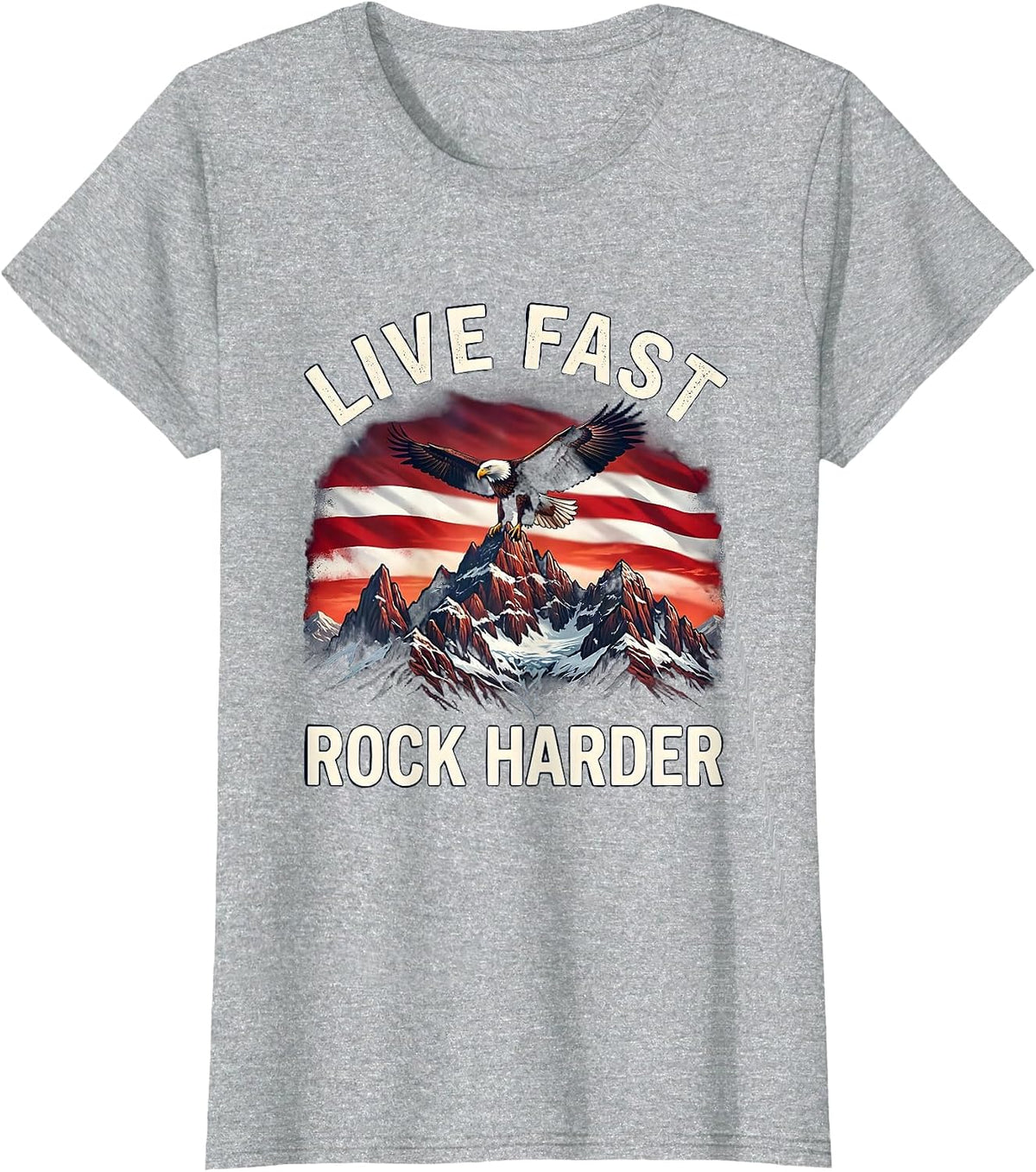 Live Fast Rock Harder 80s Rock Band Design T-Shirt - Heather Grey