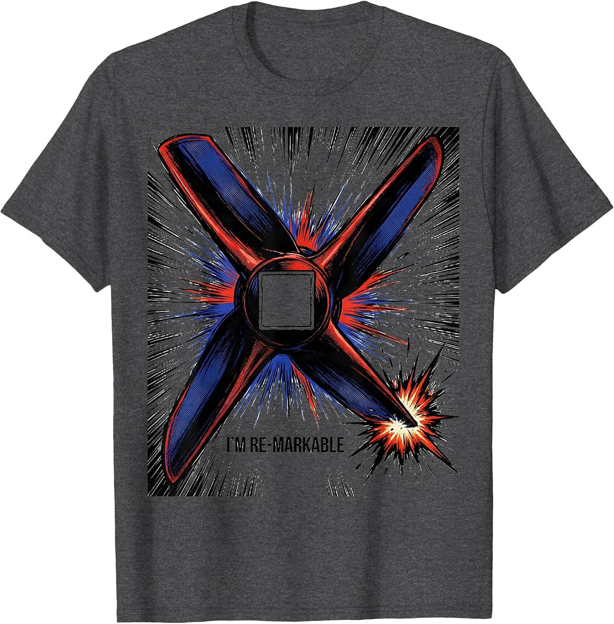 Men's I'm Re-markable Comic Book Science Teacher Chemistry Pun T-Shirt - Dark Heather Grey