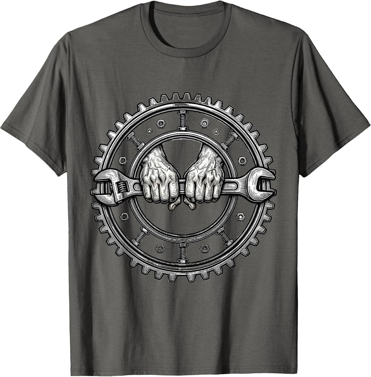 Mechanic Torque Wrench Grip Graphic Design T-Shirt - Asphalt Grey