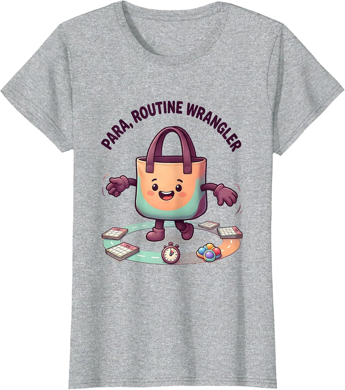 Women's Para Routine Wrangler Cute Kawaii Paraprofessional Support T-Shirt - Heather Grey