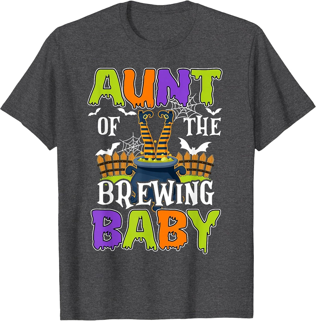 Aunt of The Brewing Baby Halloween Witch Baby Funny T-Shirt - Dark Heather Grey