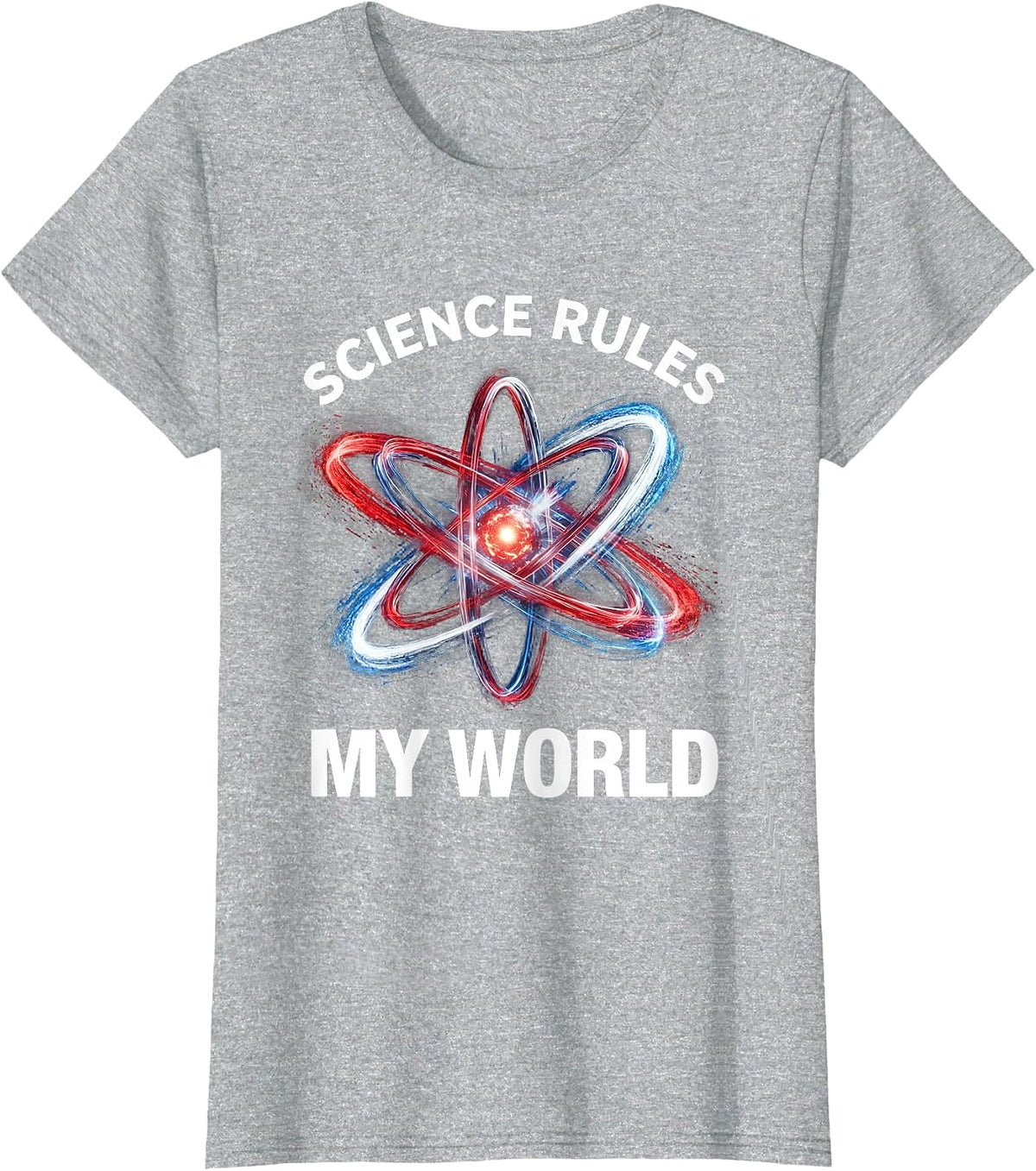 Science Rules My World Science Teacher Design T-Shirt - Heather Grey