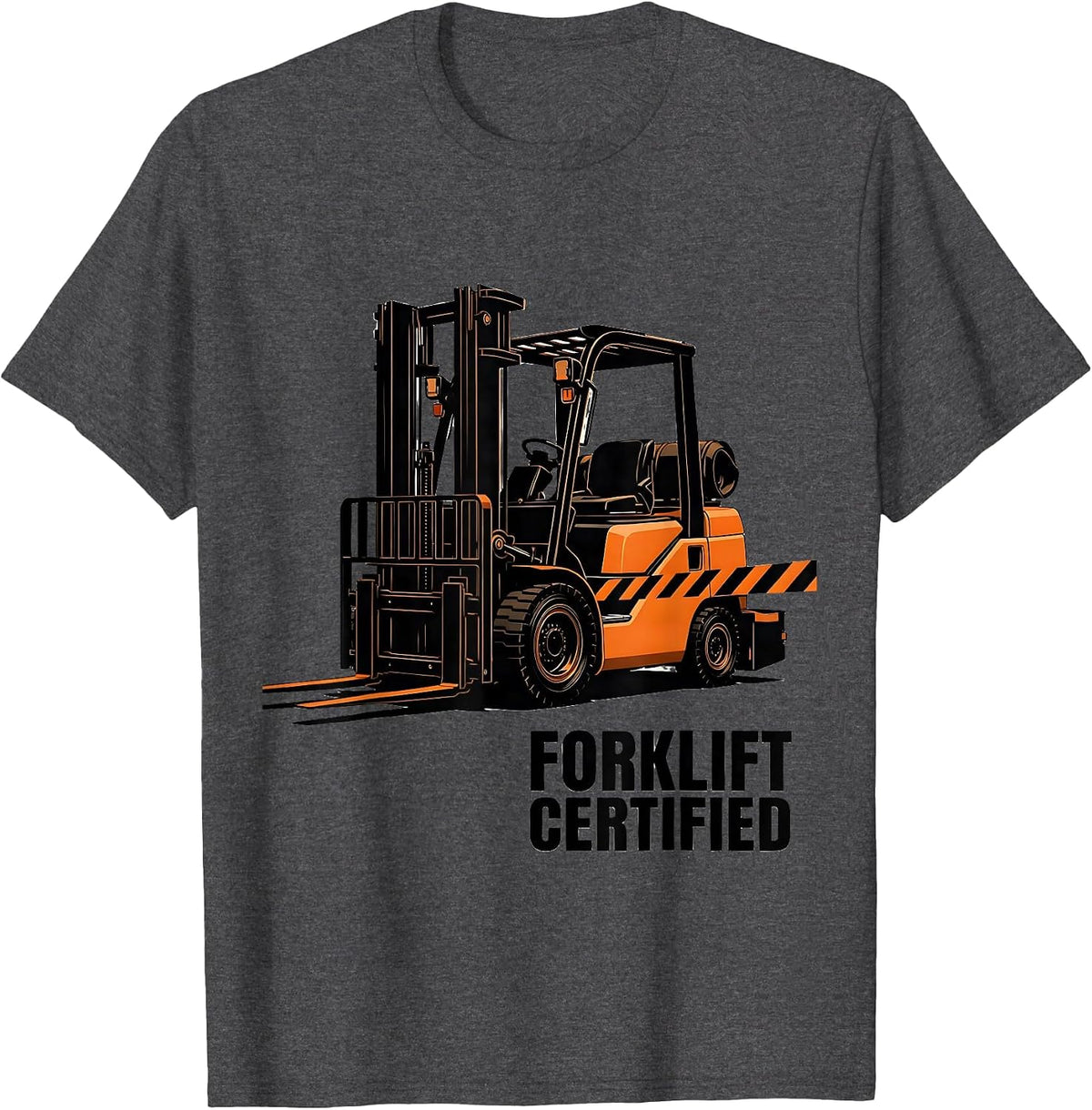 Forklift Certified Brutalist Graphic Construction Worker T-Shirt - Dark Heather Grey