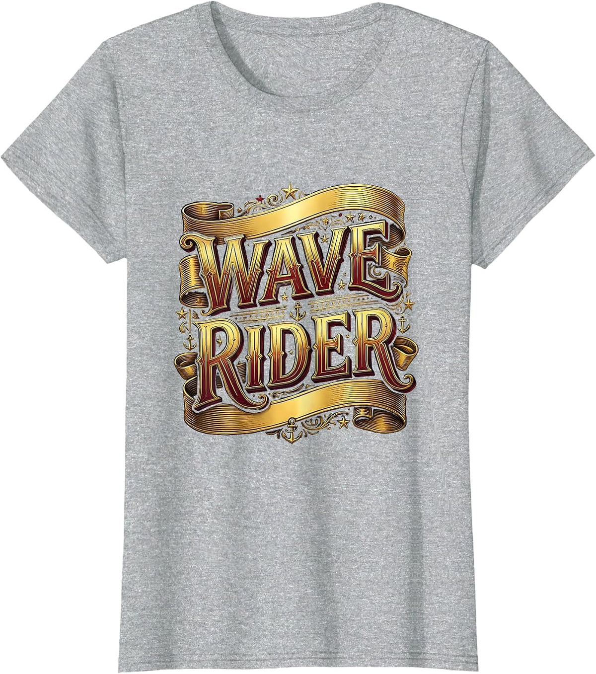 Wave Rider Beach Surf Graphic Design for Men T-Shirt - Heather Grey