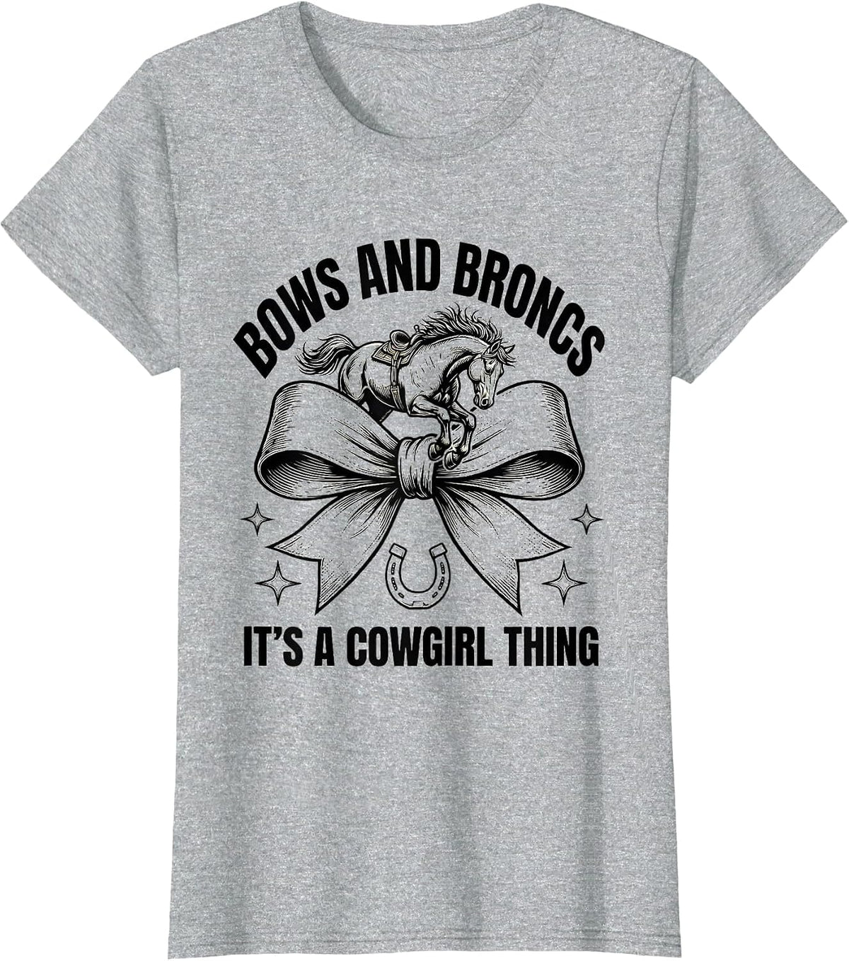 Bows and Broncs, It's a Cowgirl Thing Playful Western Pride T-Shirt - Heather Grey