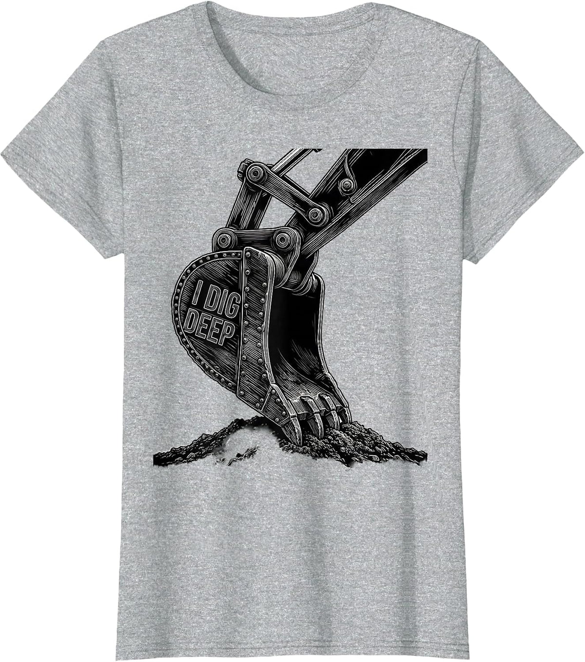 Women's I Dig Deep Line Art Heavy Equipment Operator Excavator T-Shirt - Heather Grey
