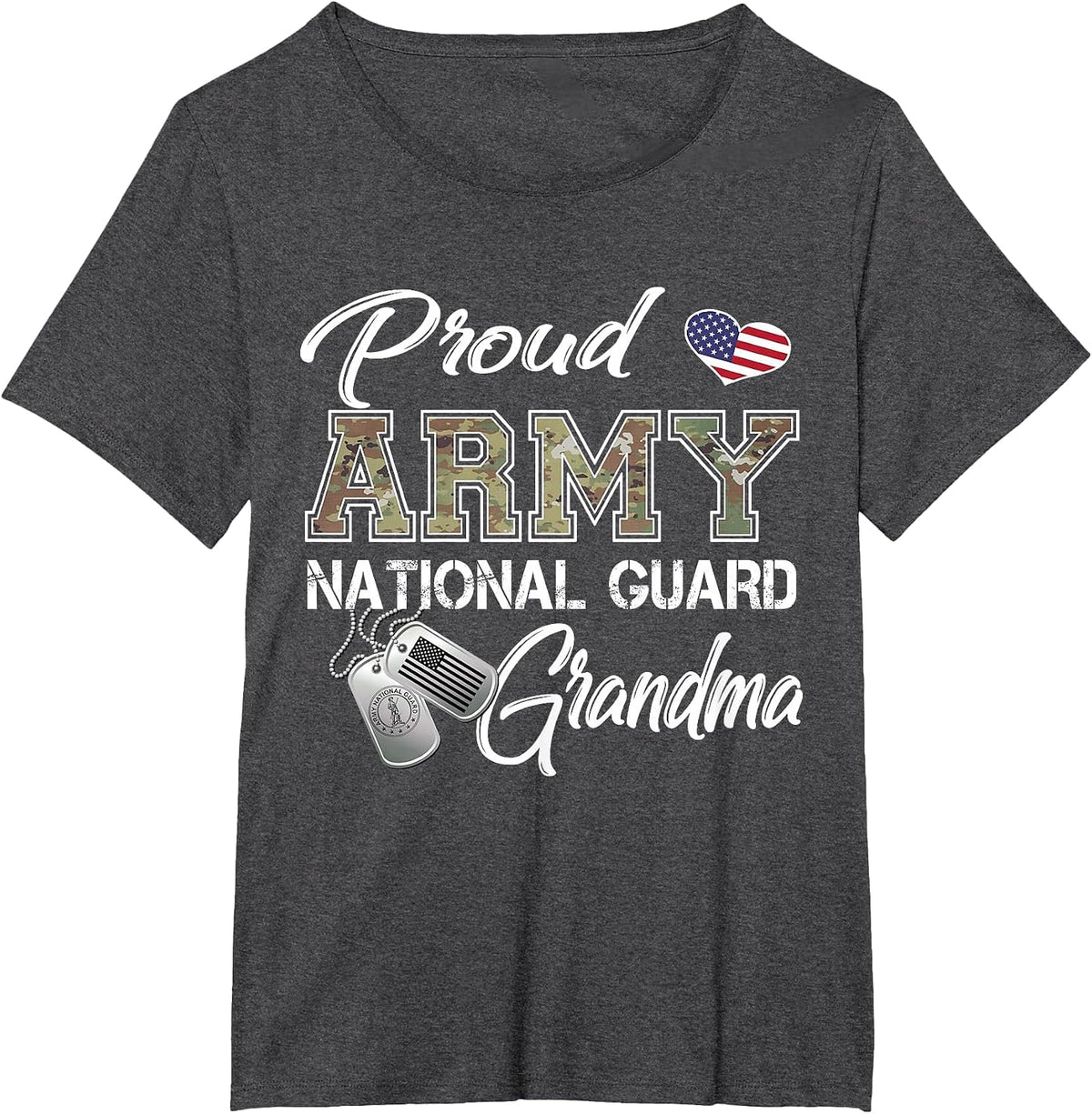 Proud Army National Guard Grandma Military Pride T-Shirt - Dark Heather Grey