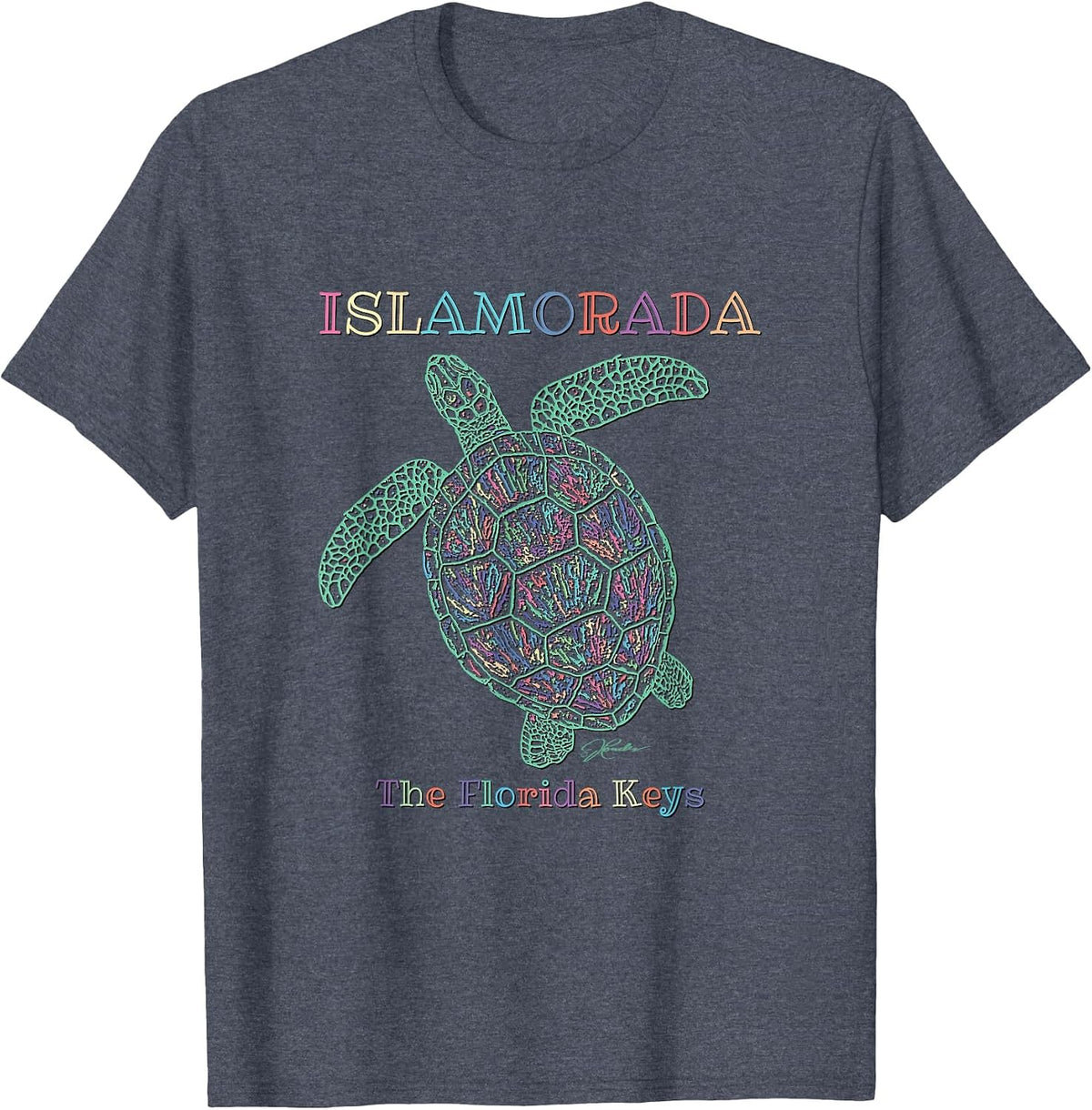 JCombs: Islamorada, The Florida Keys, Sea Turtle T-Shirt T-Shirt - Heather Blue
