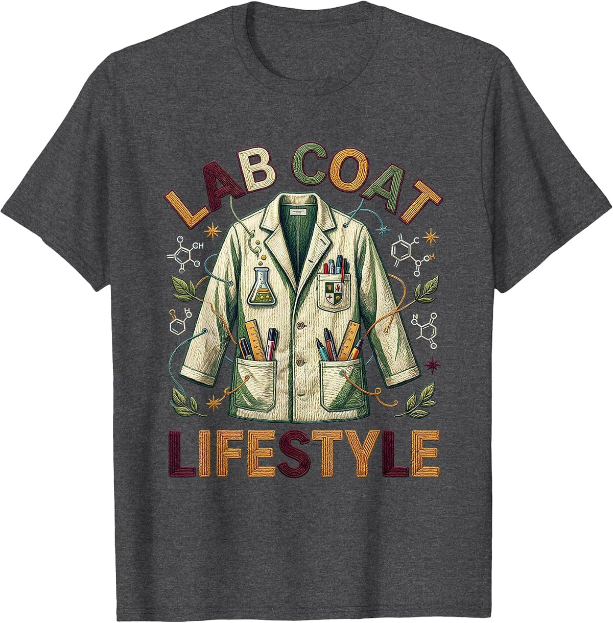 Lab Coat Lifestyle Science Teacher Design T-Shirt - Dark Heather Grey