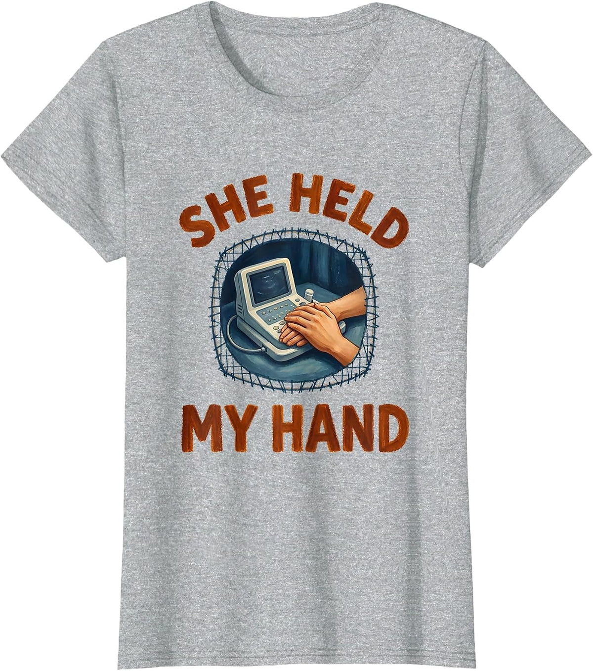 She Held My Hand Storybook Mammography Tech Sonographer T-Shirt - Heather Grey