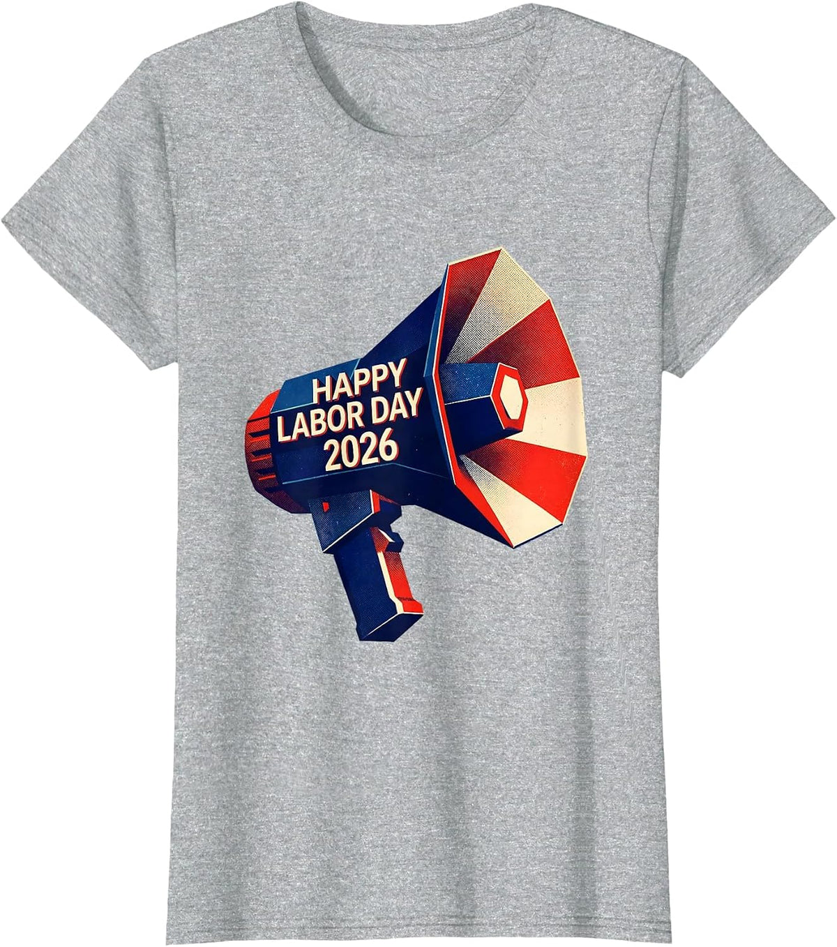 Happy Labor Day 2026 Risograph Patriotic Union Worker Gift T-Shirt - Heather Grey