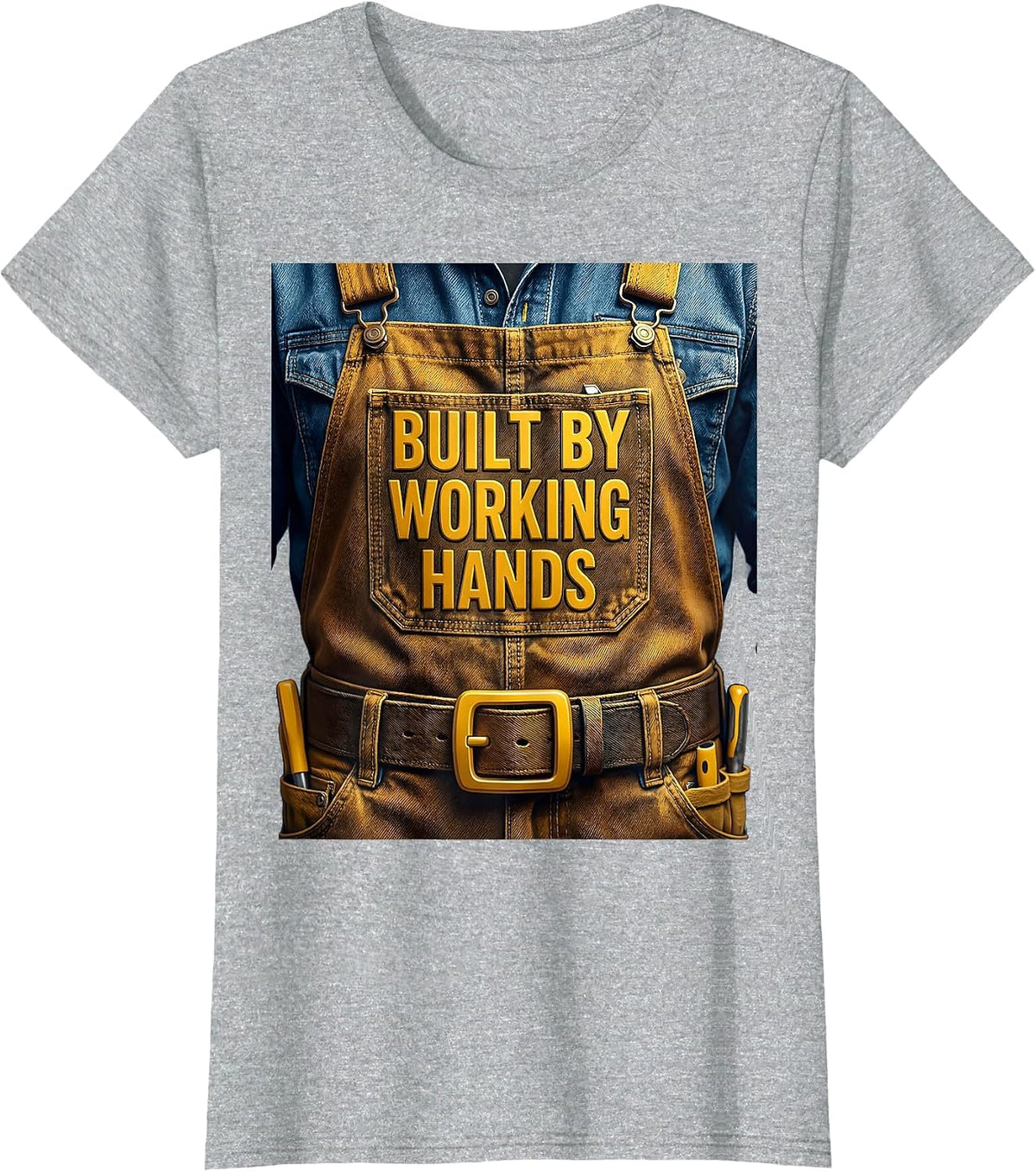 Built by Working Hands Labor Day Graphic Design T-Shirt - Heather Grey
