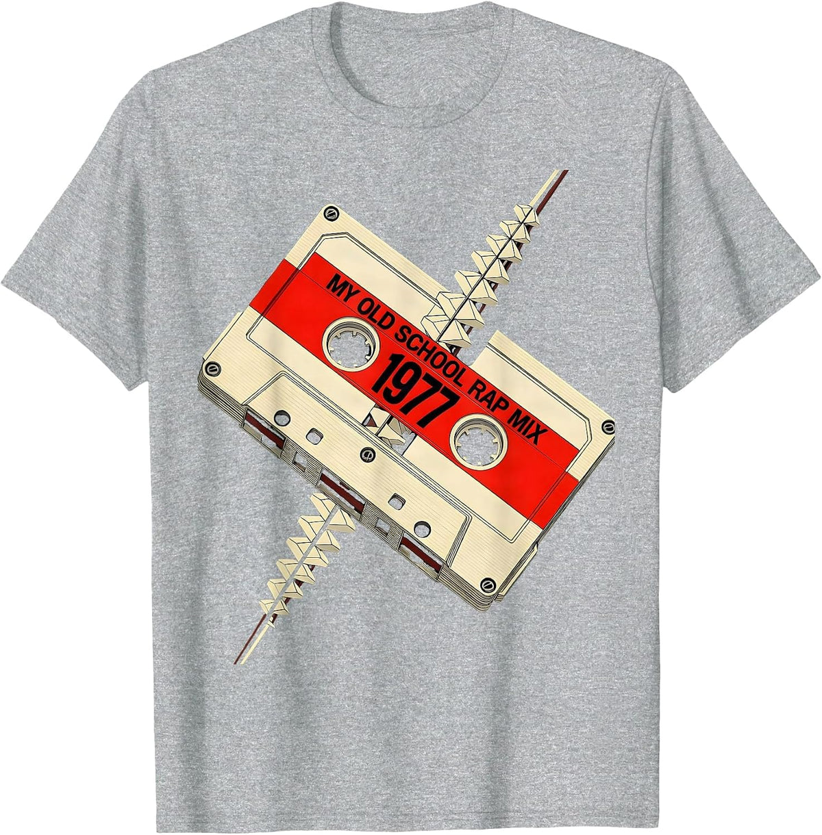 Men's My Old School Rap Mix 1977 Retro Cassette Tape Hip Hop T-Shirt - Heather Grey