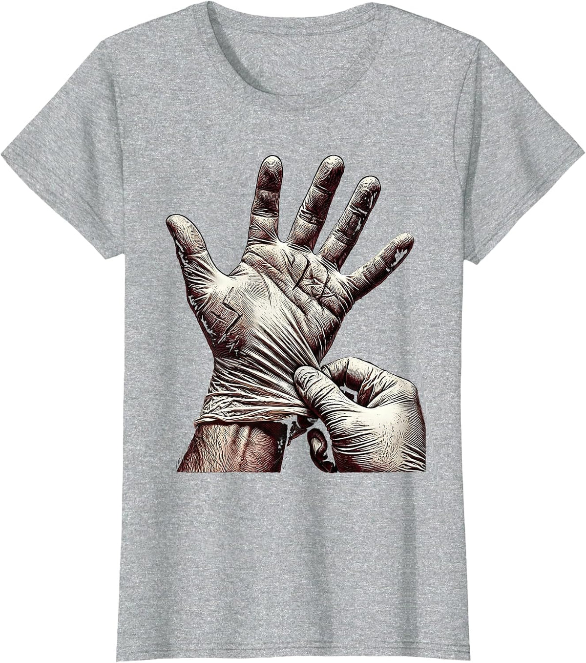 Nurse Surgical Gloves Snap Graphic Tee T-Shirt - Heather Grey