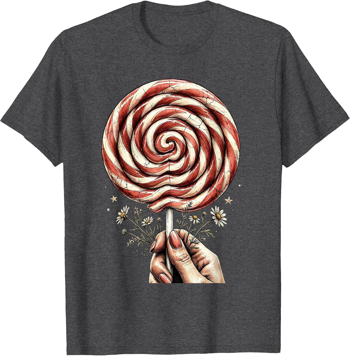 Patriotic Lollipop Girl Red White Blue T-Shirt - Dark Heather Grey