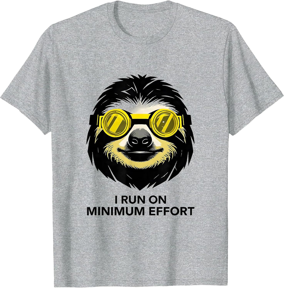Men's I Run On Minimum Effort Funny Sloth Novelty Animal Lover T-Shirt - Heather Grey