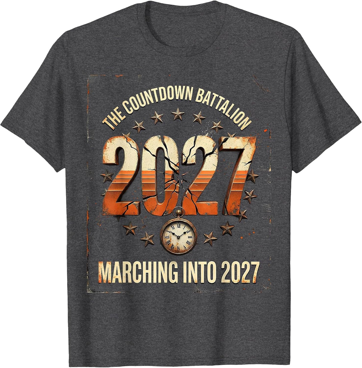 The Countdown Battalion Marching Into 2027 Family Matching T-Shirt - Dark Heather Grey