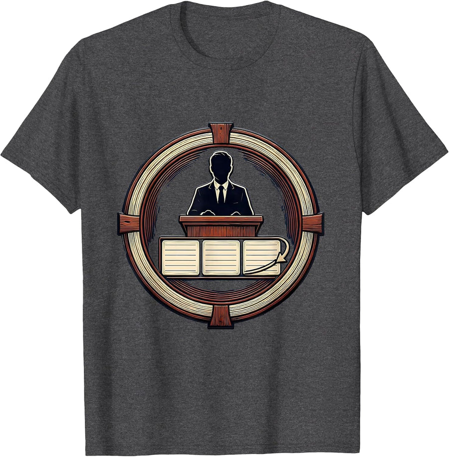 Men's Teacher Badge Timeline Loop History Teacher Humor T-Shirt - Dark Heather Grey
