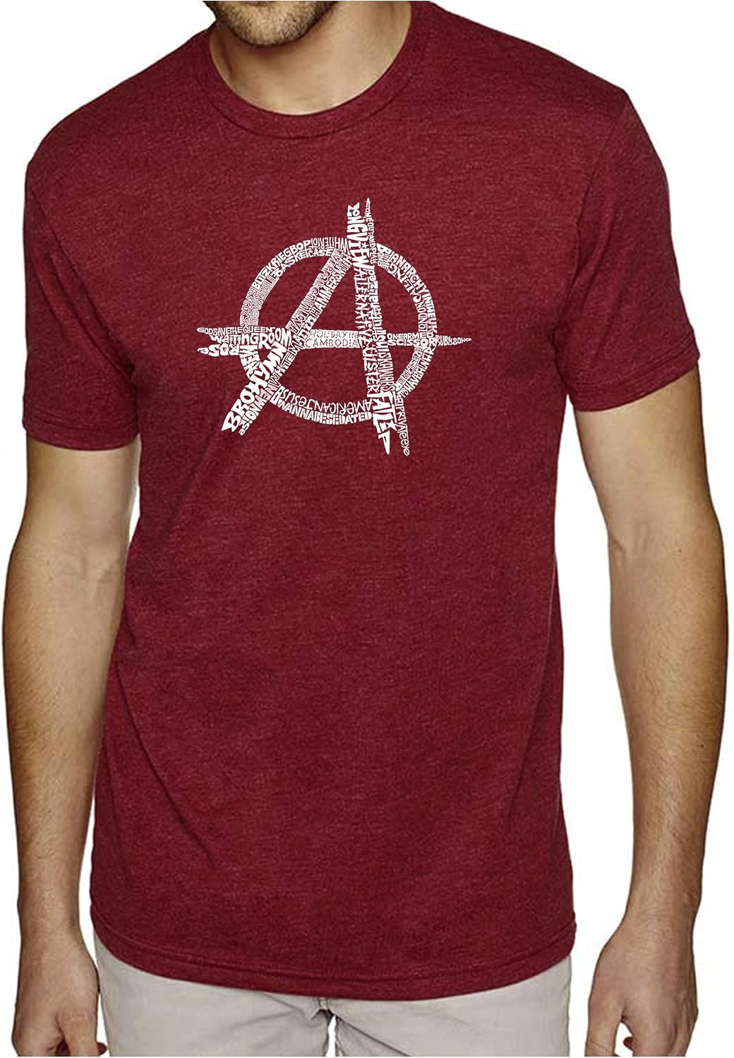 LA POP ART Men's Premium Blend Word Art T-Shirt - Great All TIME Punk Songs - Burgundy