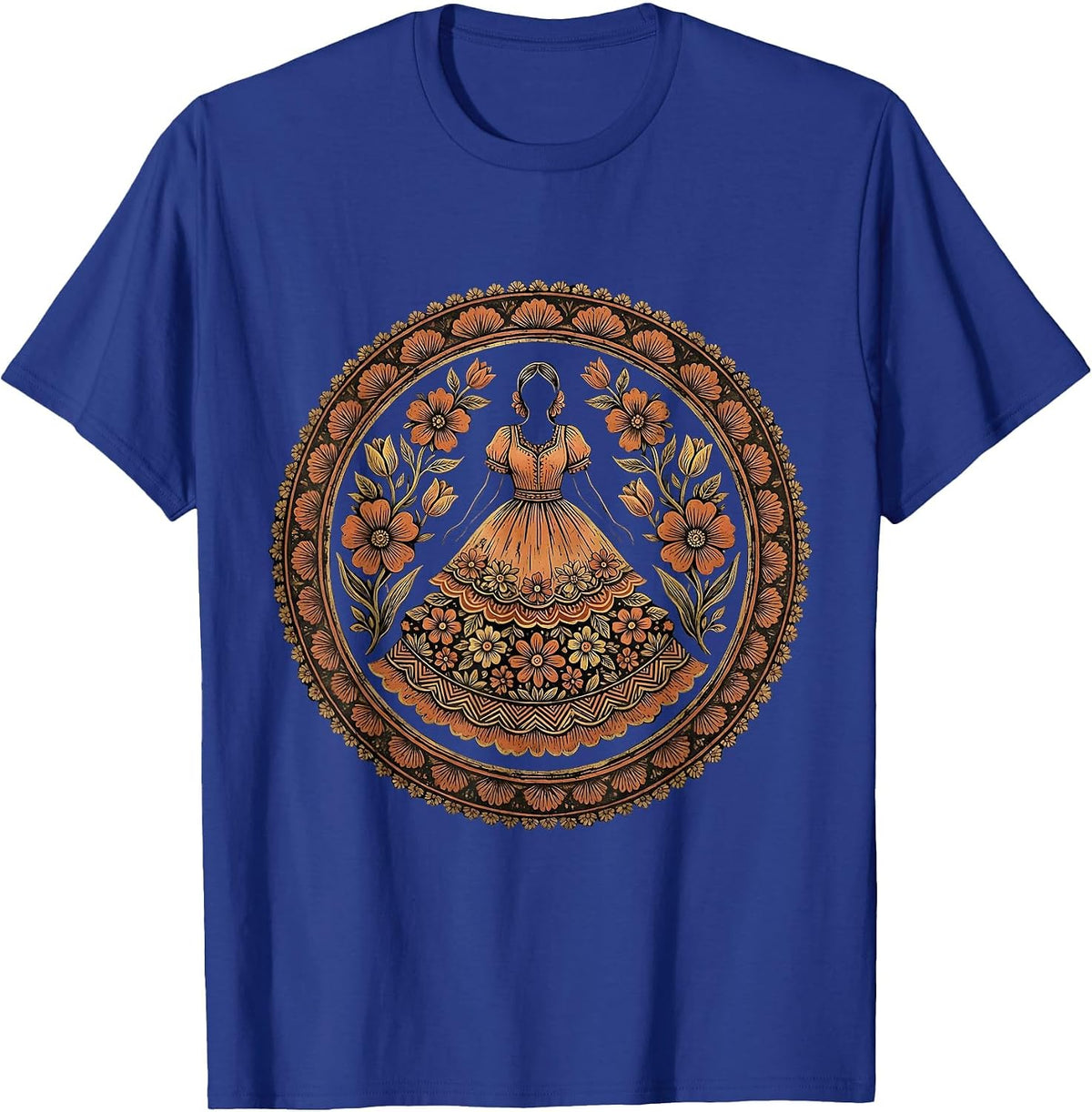 Glamorous Gigi Grand Staircase Descent Design T-Shirt - Royal Blue