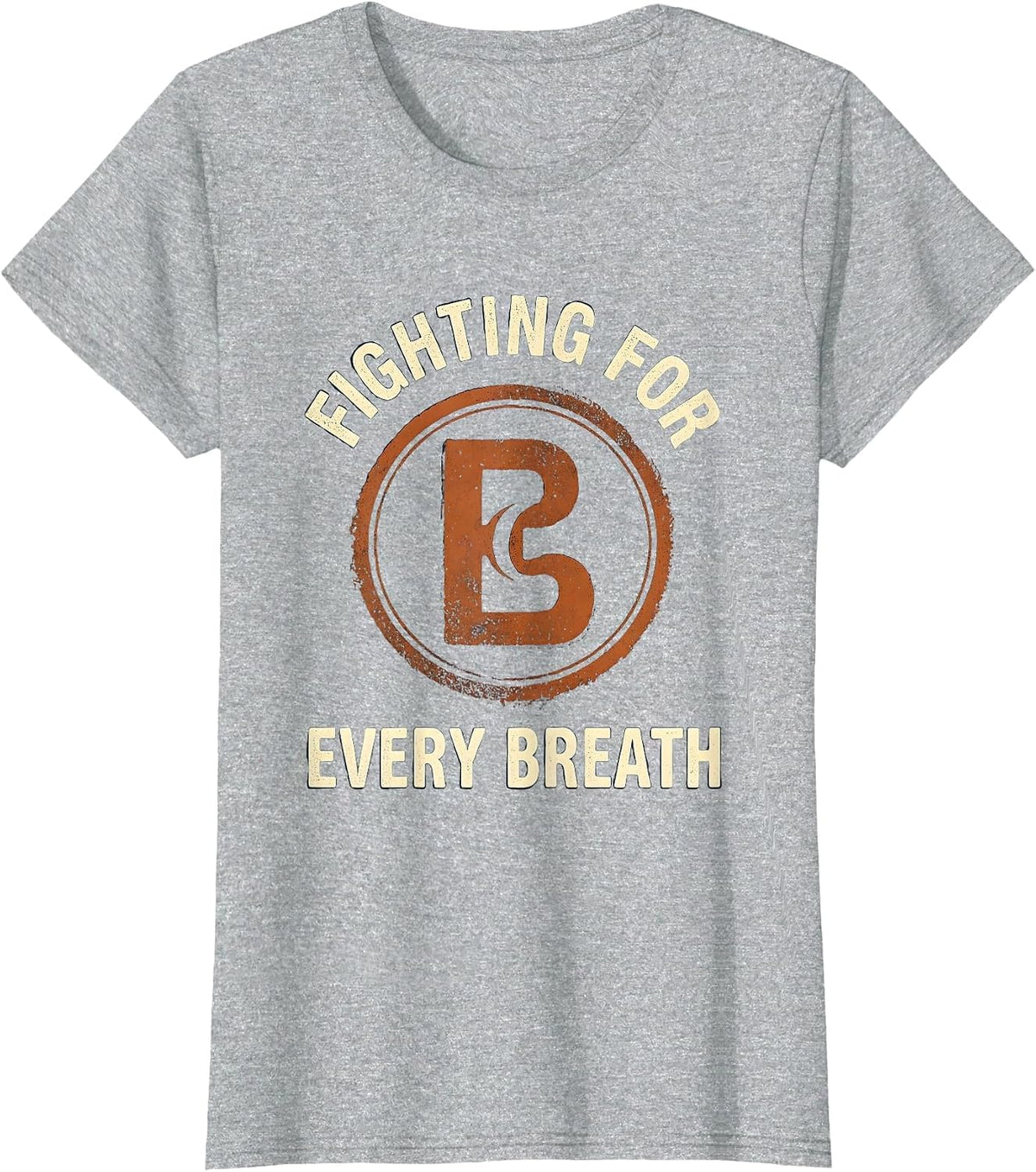 Fighting For Every Breath Rubber Stamp RT Awareness T-Shirt - Heather Grey