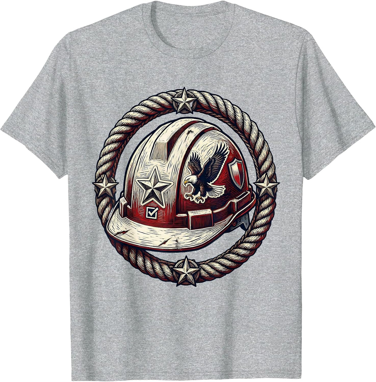 Men's Patriotic Hard Hat Voting Labor Day Graphic T-Shirt - Heather Grey