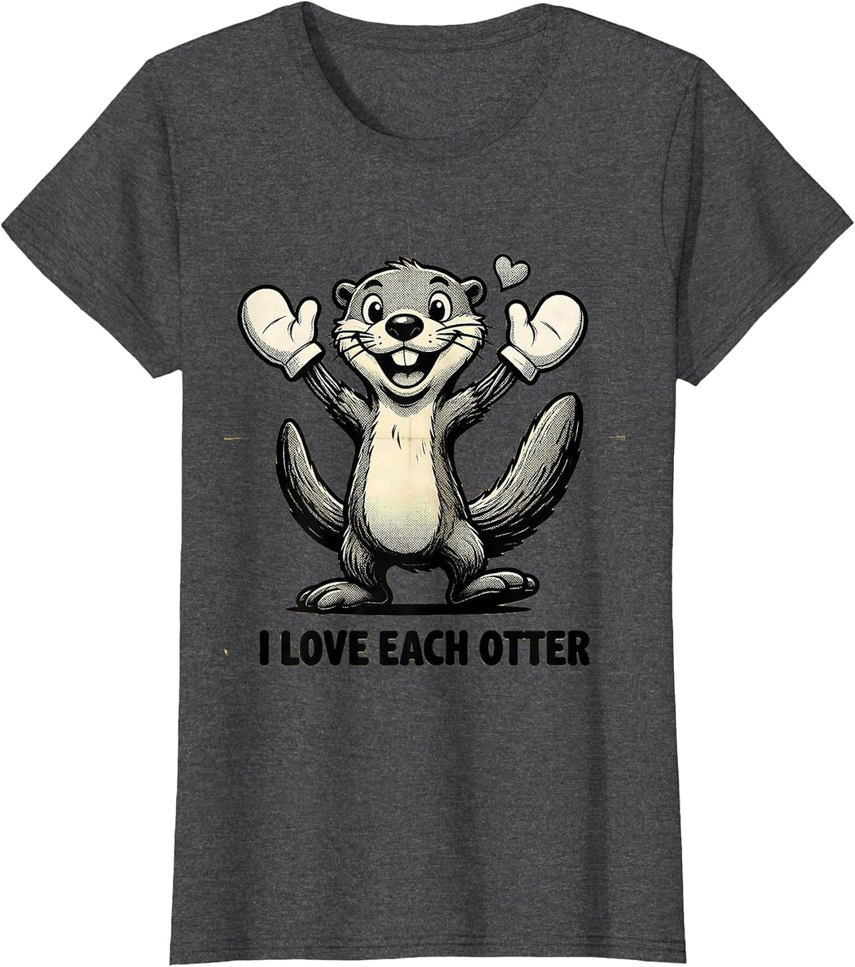 Women's I Love Each Otter Retro Cartoon Funny Otter Lover Gift T-Shirt - Dark Heather Grey