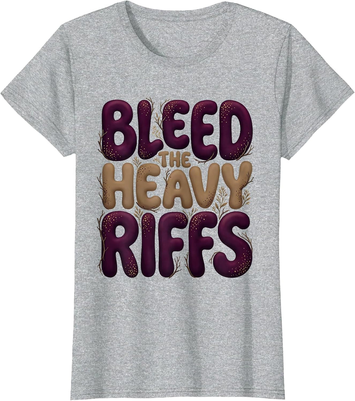 Bleed the Heavy Riffs Metal Music Design T-Shirt - Heather Grey