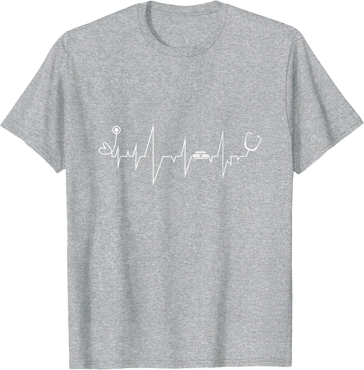 Stethoscope Essential Worker Night Shift Healthcare Nurse T-Shirt - Heather Grey