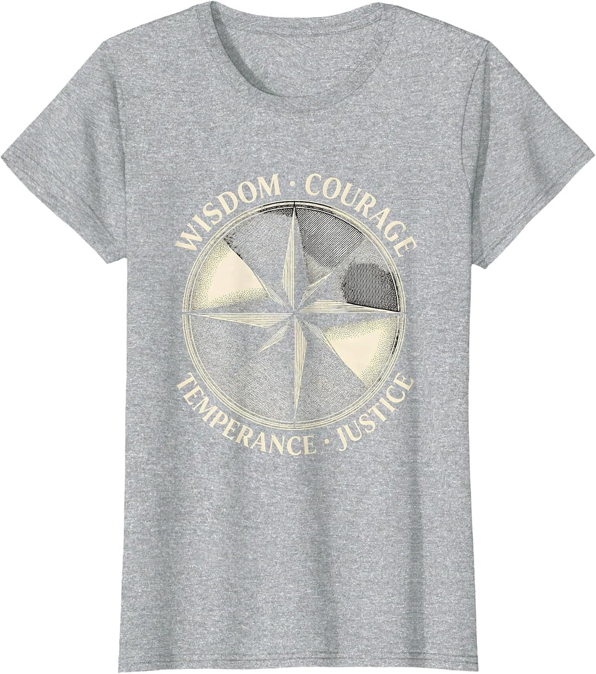 Women's Wisdom Courage Temperance Justice Stoic Philosophy Marcus T-Shirt - Heather Grey