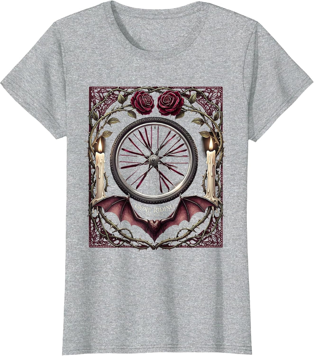 Gone Riding Back Never Mountain Bike Design T-Shirt - Heather Grey