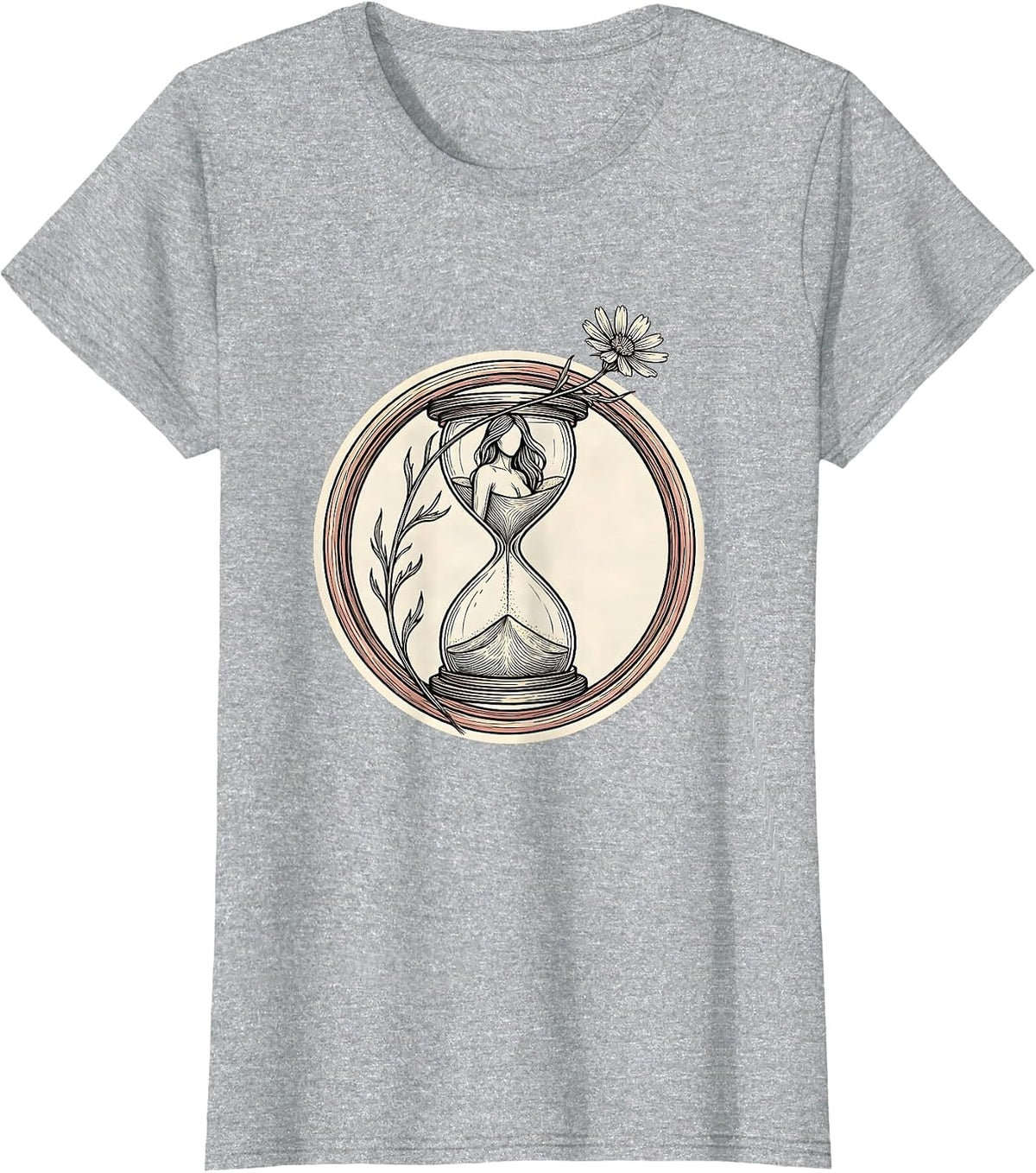 Gigi Hourglass Silhouette Art Design T-Shirt - Heather Grey