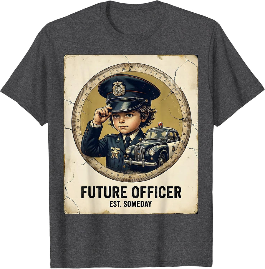 Men's Future Officer, Est. Someday Vintage Kids Police Officer T-Shirt - Dark Heather Grey