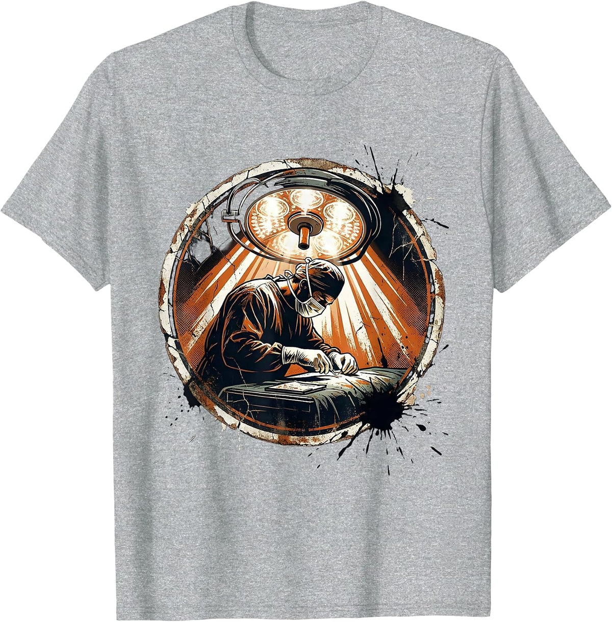 Men's Surgeon Silhouette Operating Room Graphic T-Shirt - Heather Grey