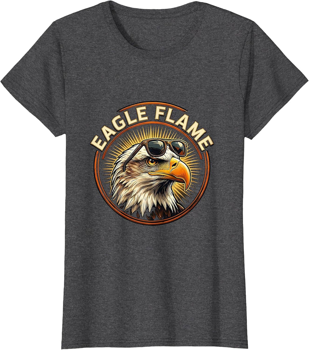 Women's Eagle Flame Playful Bald Eagle Wildlife Lover Pride Kids T-Shirt - Dark Heather Grey