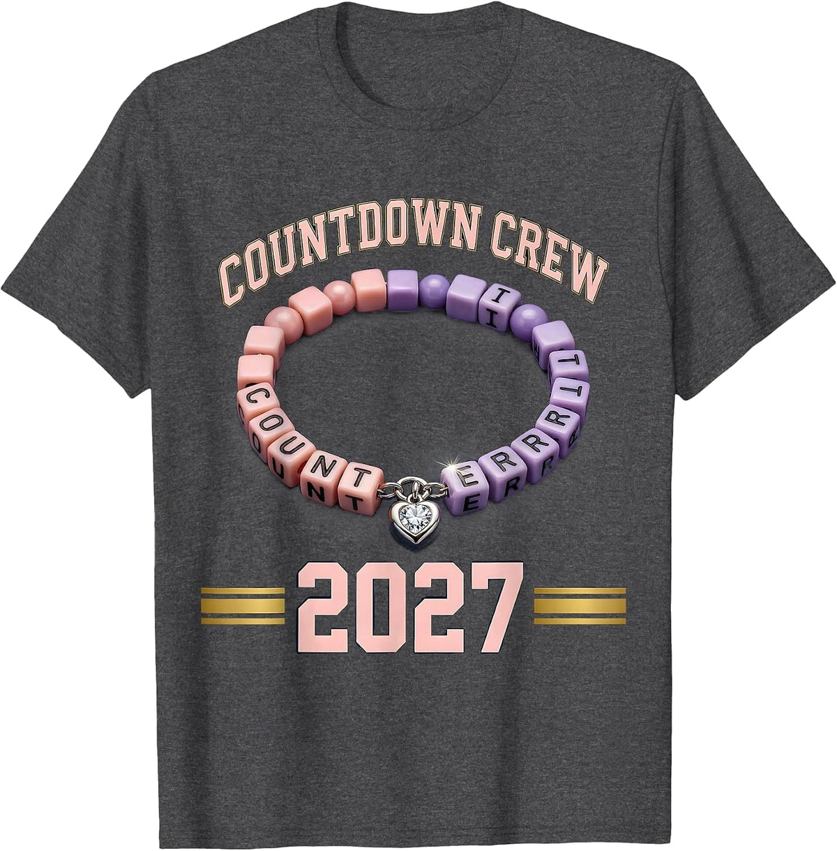 Countdown Crew 2027 Sports Matching Friendship Bead T-Shirt - Dark Heather Grey