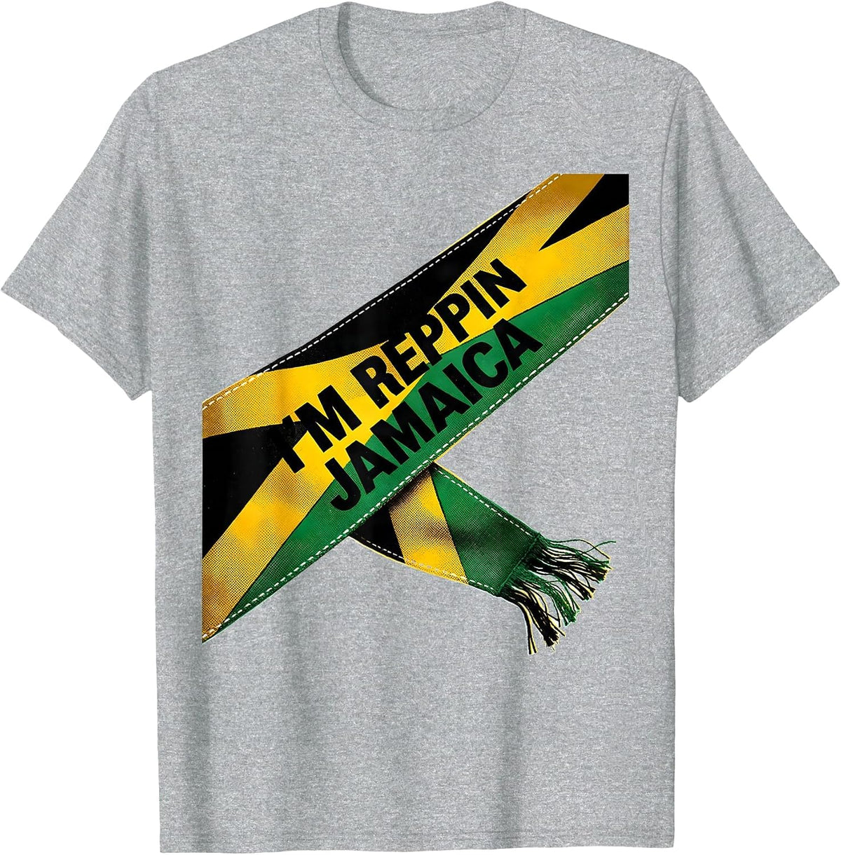 Men's I'm Reppin Jamaica Risograph Jamaican Diaspora Carnival T-Shirt - Heather Grey