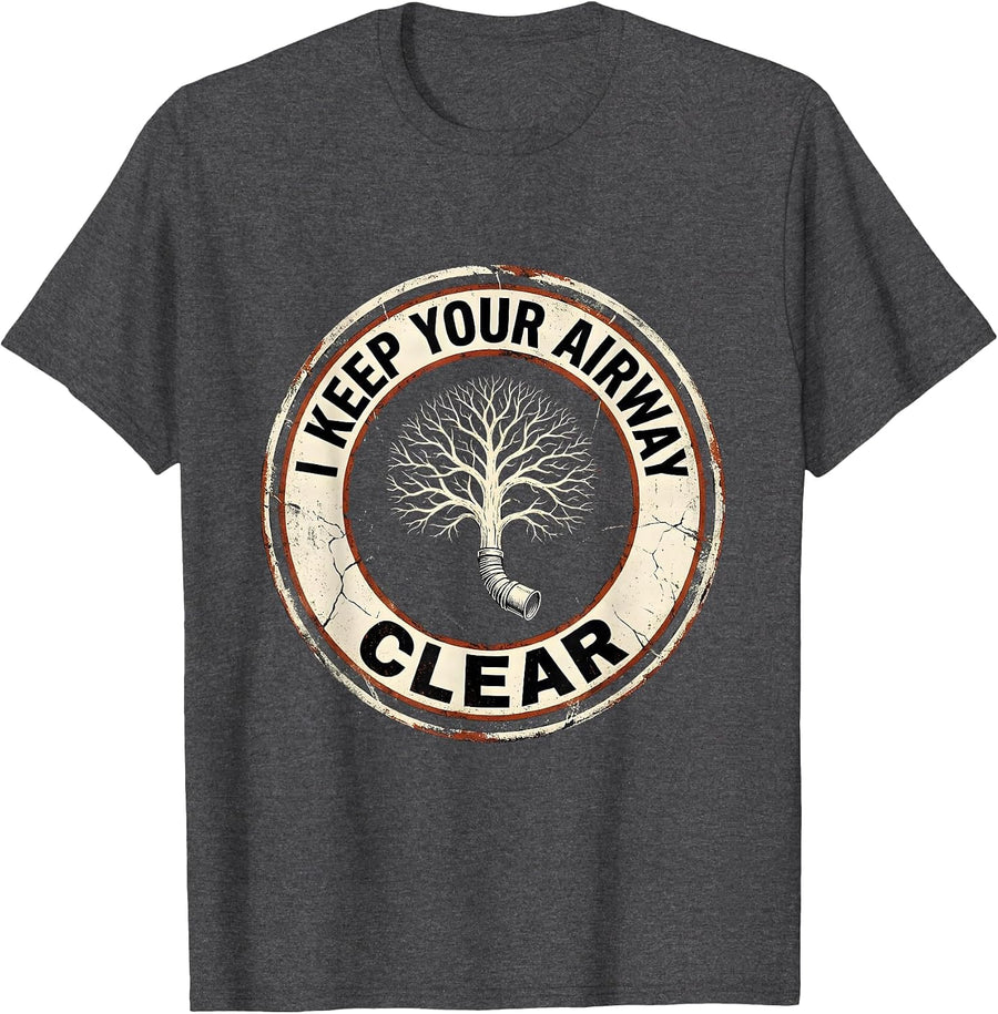 Men's I Keep Your Airway Clear Distressed Respiratory Therapist RT T-Shirt - Dark Heather Grey