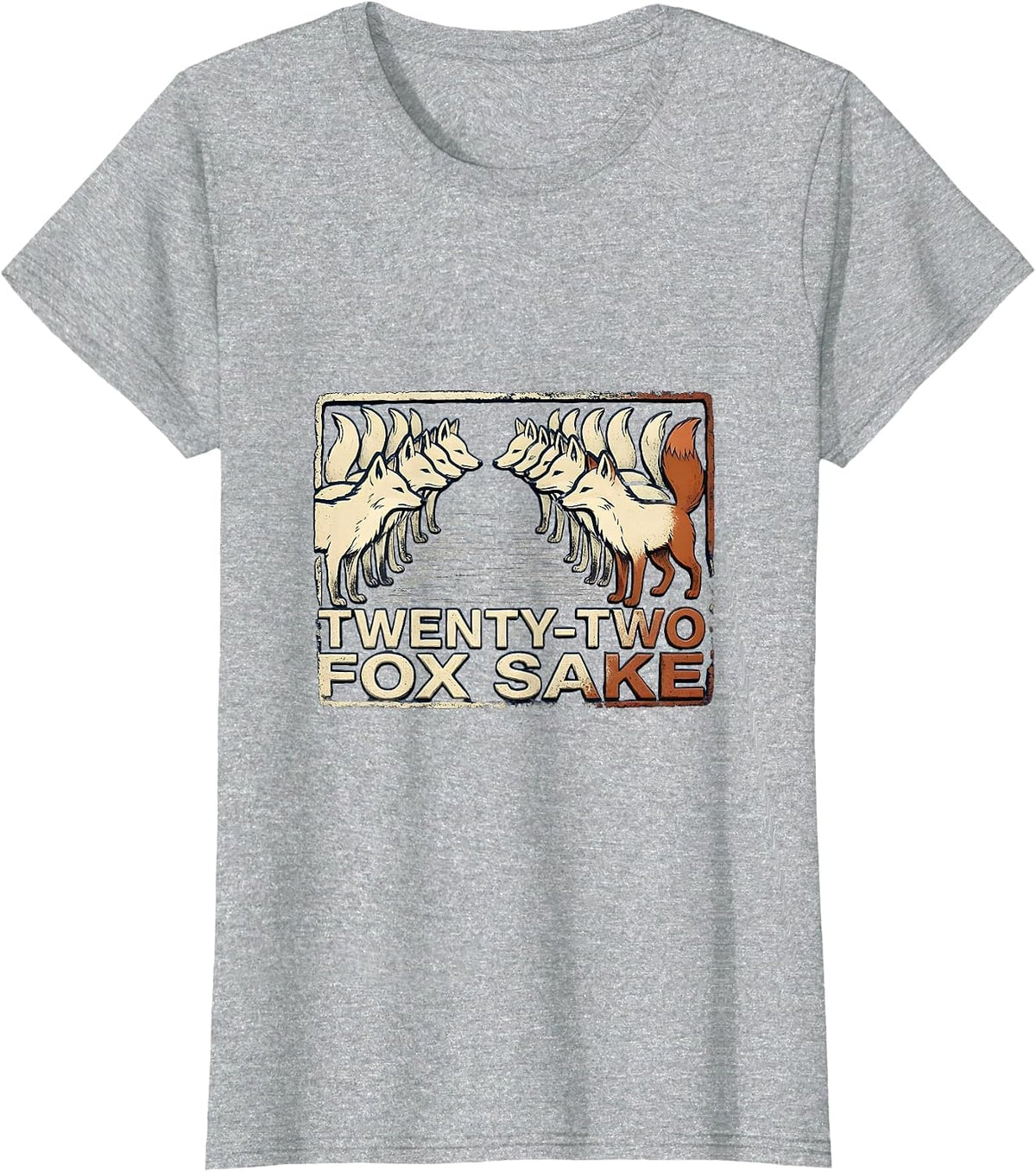 Twenty-Two Fox Sake Rubber Stamp Funny Fox Lover Woodland T-Shirt - Heather Grey