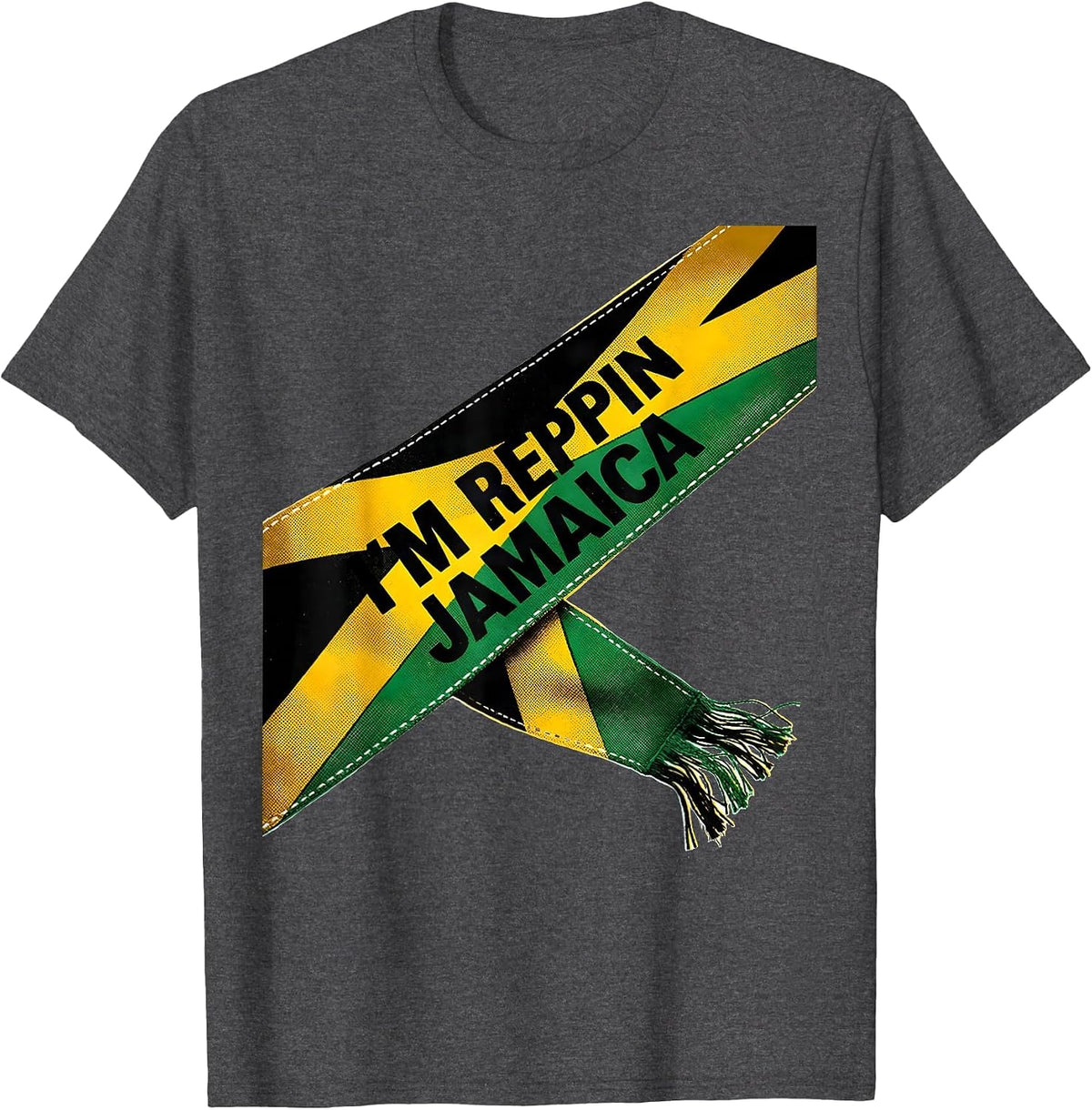 Men's I'm Reppin Jamaica Risograph Jamaican Diaspora Carnival T-Shirt - Dark Heather Grey