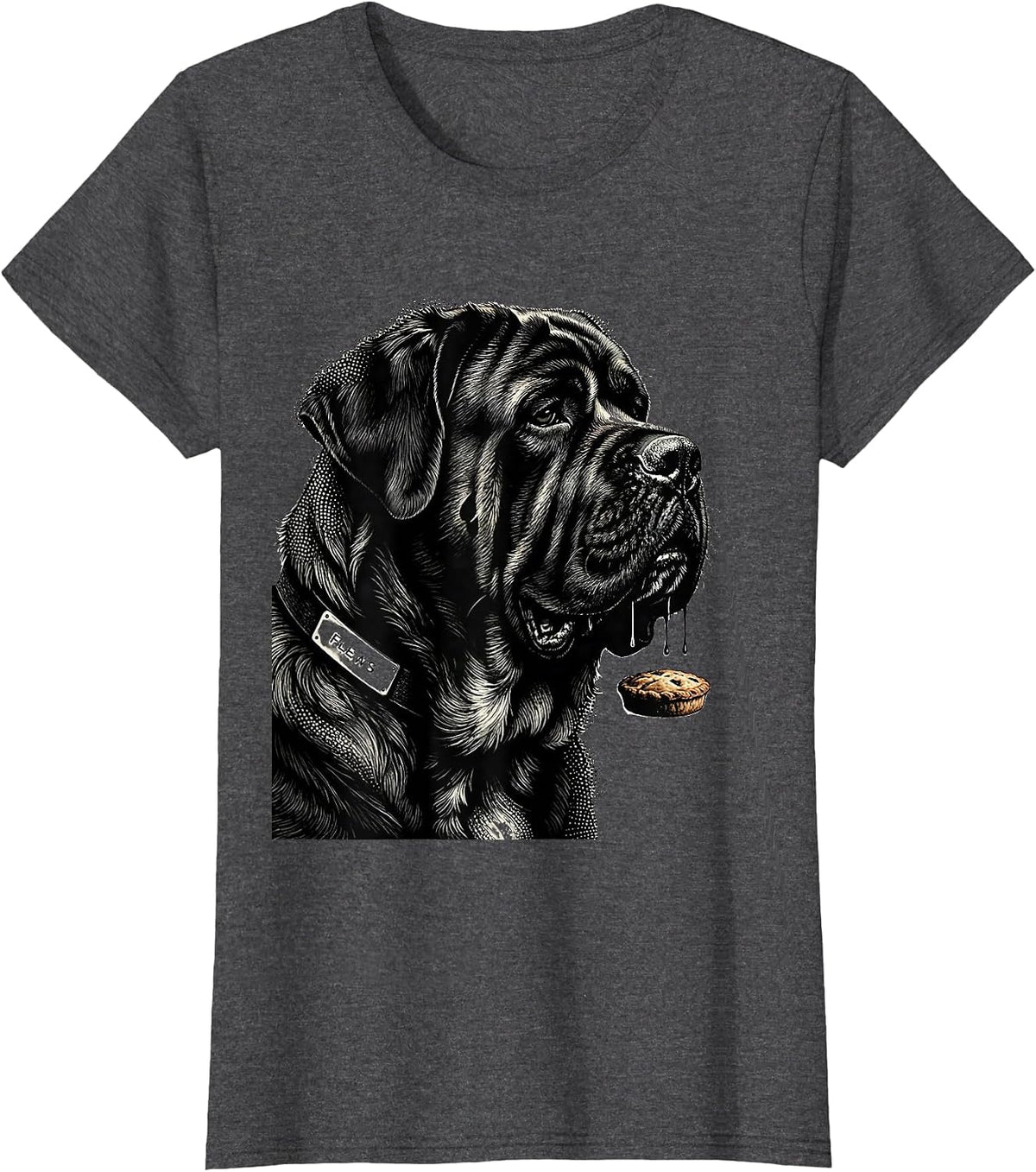 Women's FLEWS Funny Spanish Mastiff Jowls Dog Mom Dog Dad Humor T-Shirt - Dark Heather Grey