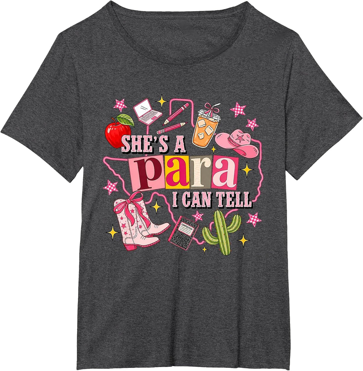 Shes A para I Can Tell Funny Paraprofessional Design T-Shirt - Dark Heather Grey
