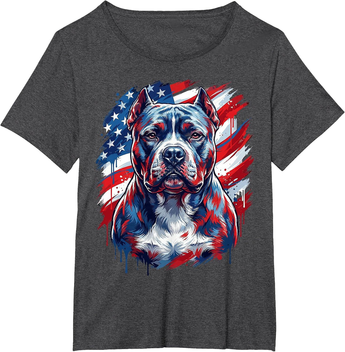 American Bully USA Flag Patriotic Dog Men T-Shirt - Dark Heather Grey